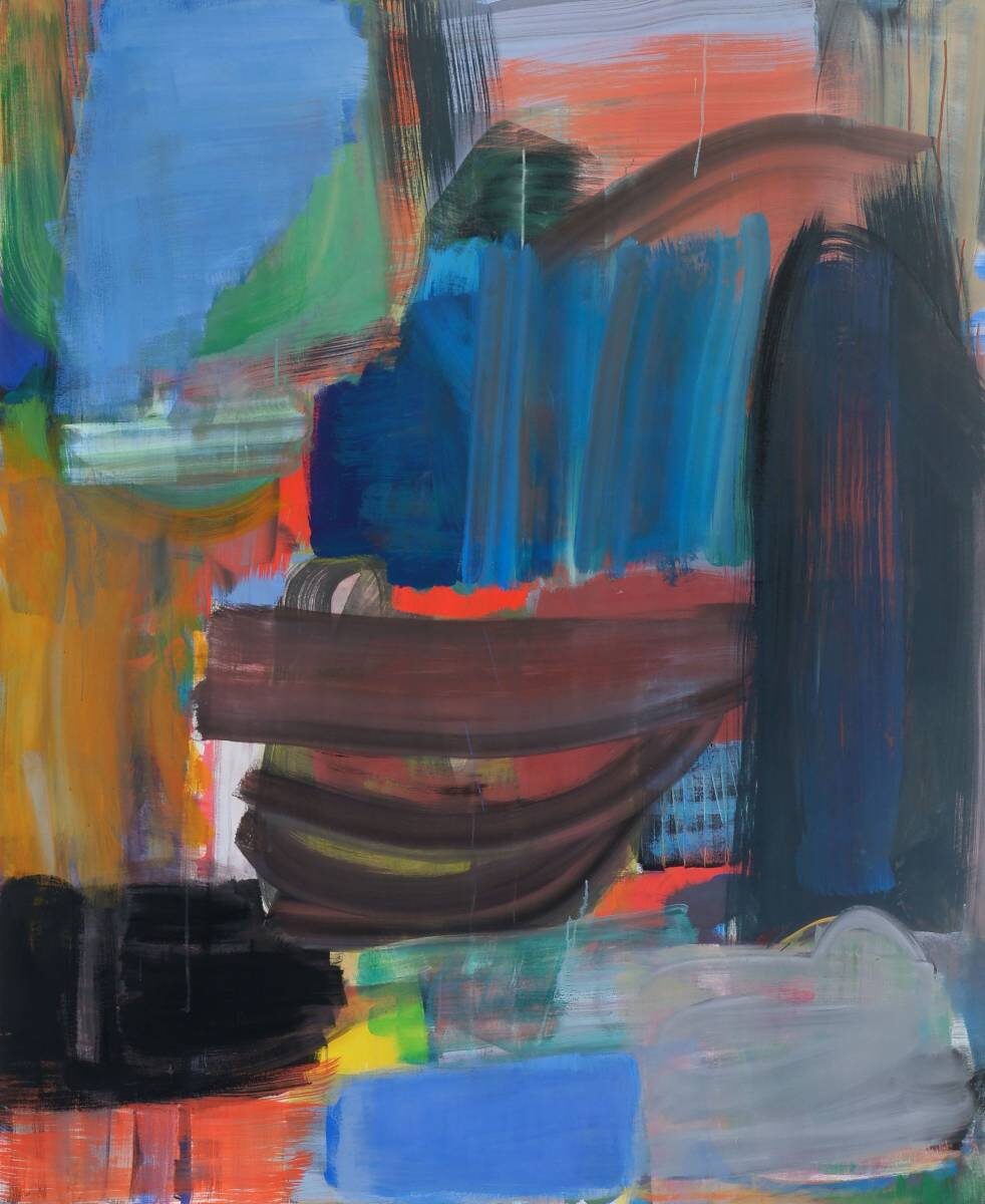 Gemälde von Christine Gläser: vor rot, 2009, Eitempera auf Baumwolle, 170x140 cm