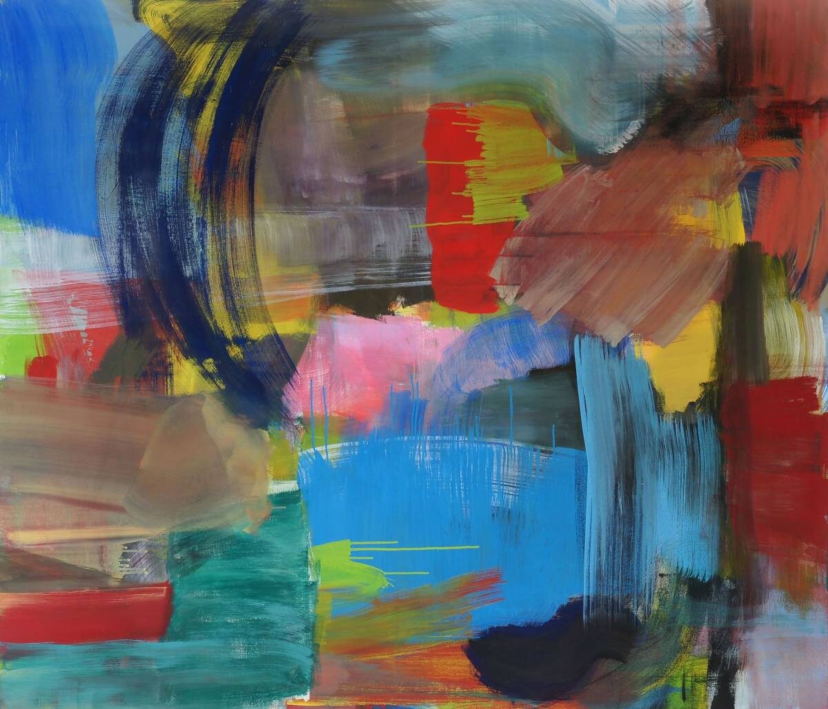 Gemälde von Christine Gläser: vor blau, 2009, Eitempera auf Baumwolle, 130x150 cm