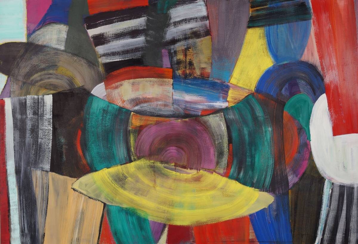 Gemälde von Christine Gläser: prop, 2013, Eitempera auf Baumwolle, 130x190 cm