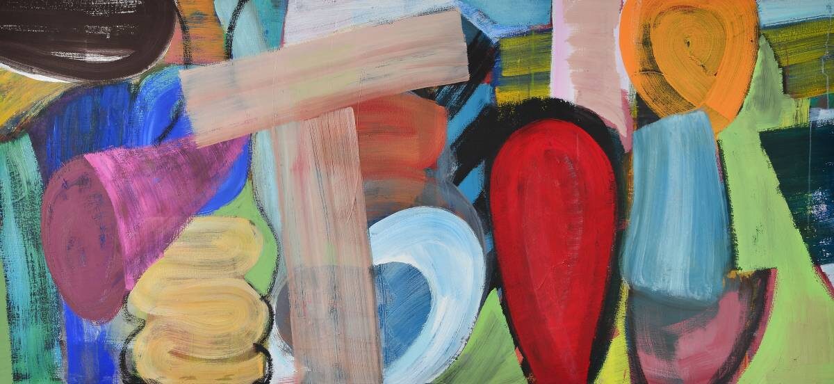 Gemälde von Christine Gläser: To, 2015, Eitempera auf Baumwolle, 70x150 cm