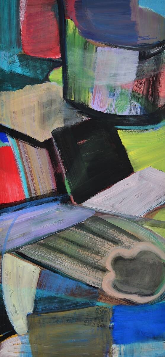 Gemälde von Christine Gläser: dingfest, 2016, Eitempera auf Baumwolle, 150x170 cm