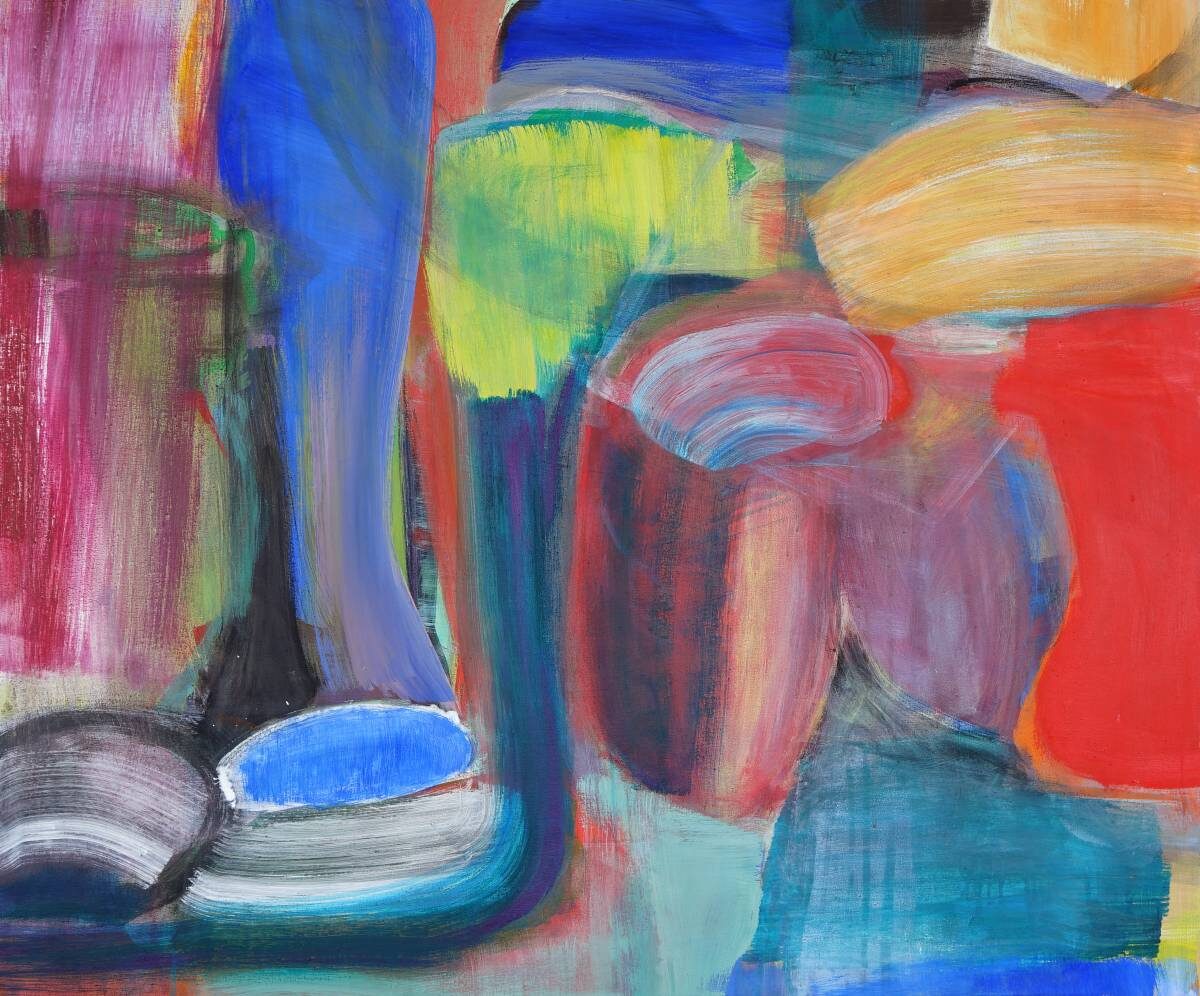 Gemälde von Christine Gläser: rot gelb blau, 2017, Eitempera auf Baumwolle, 100×120cm