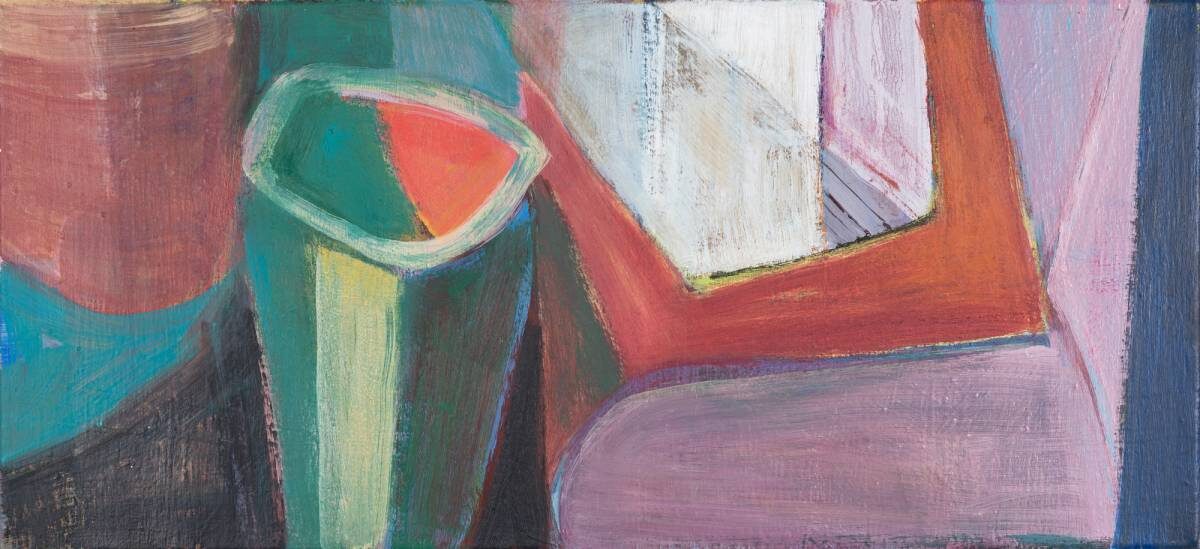 Gemälde von Christine Gläser: Rot, 2019, Eitempera auf Baumwolle, 30 x 65 cm