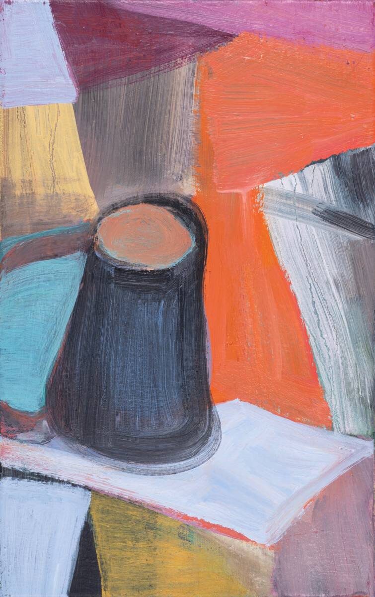 Gemälde von Christine Gläser: da, 2019, Eitempera auf Baumwolle, 40 x 25 cm