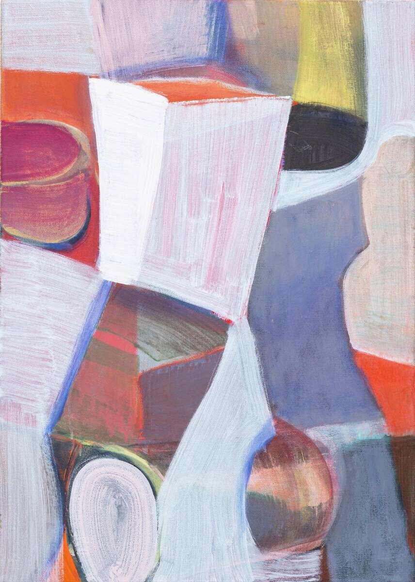 Gemälde von Christine Gläser: Überweißung, 2019, Eitempera auf Baumwolle, 70 x 50 cm