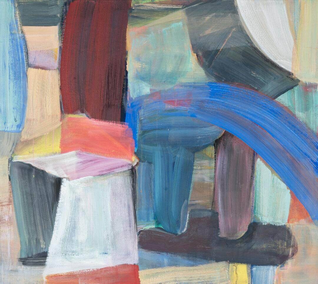 Gemälde von Christine Gläser: Blau, 2021, Eitempera auf Baumwolle, 85 x 95 cm
