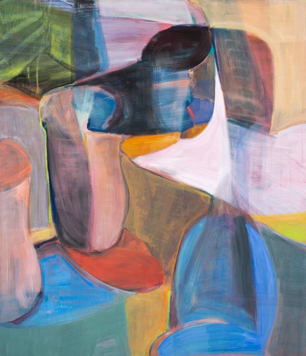 Gemälde von Christine Gläser: Roter Schatten, 2021, Eitempera auf Baumwolle, 150 x 130 cm
