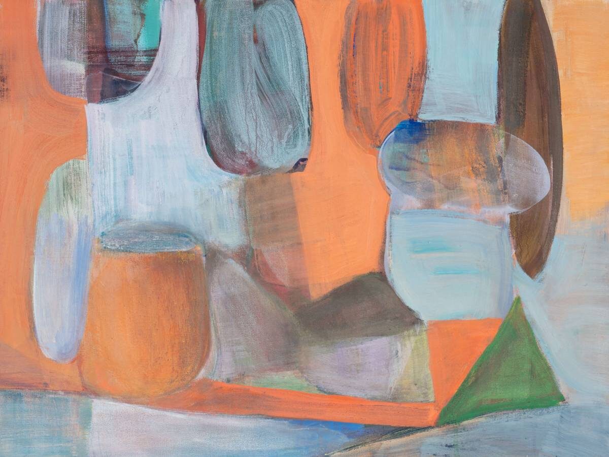 Gemälde von Christine Gläser: Grünes Dreieck, 2021, Eitempera auf Baumwolle, 60 x 80 cm