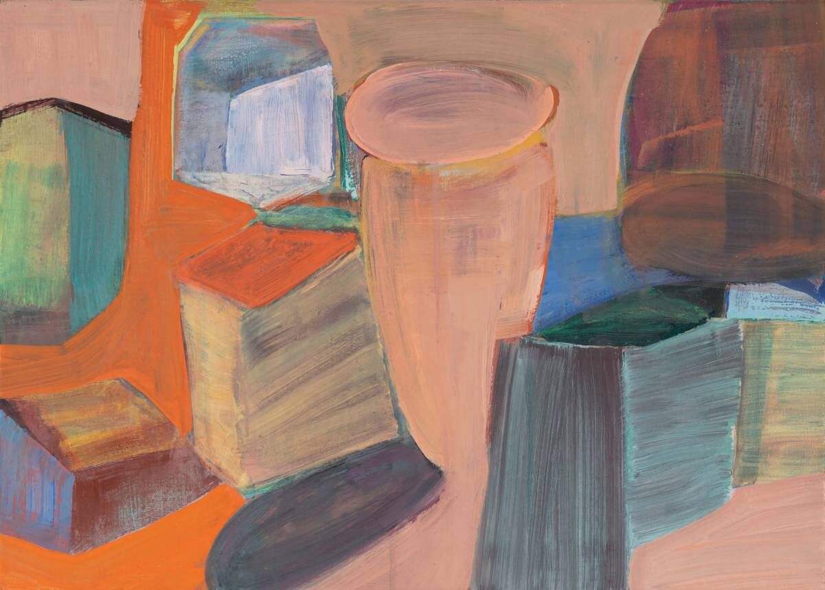 Gemälde von Christine Gläser: Schatten, 2021, Eitempera auf Baumwolle, 50 x 70 cm