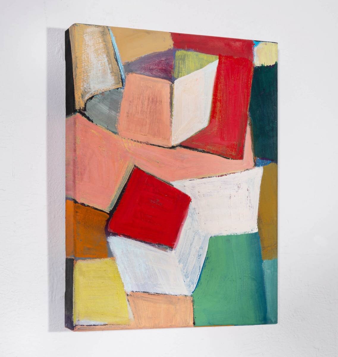 Gemälde von Christine Gläser: Pasch, 2021, Eitempera auf Baumwolle, 40 x 30 x 4,5 cm