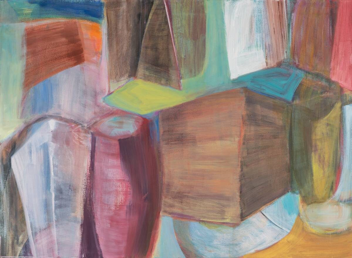 Gemälde von Christine Gläser: box, 2023, Eitempera auf Baumwolle, 110 x 150 cm
