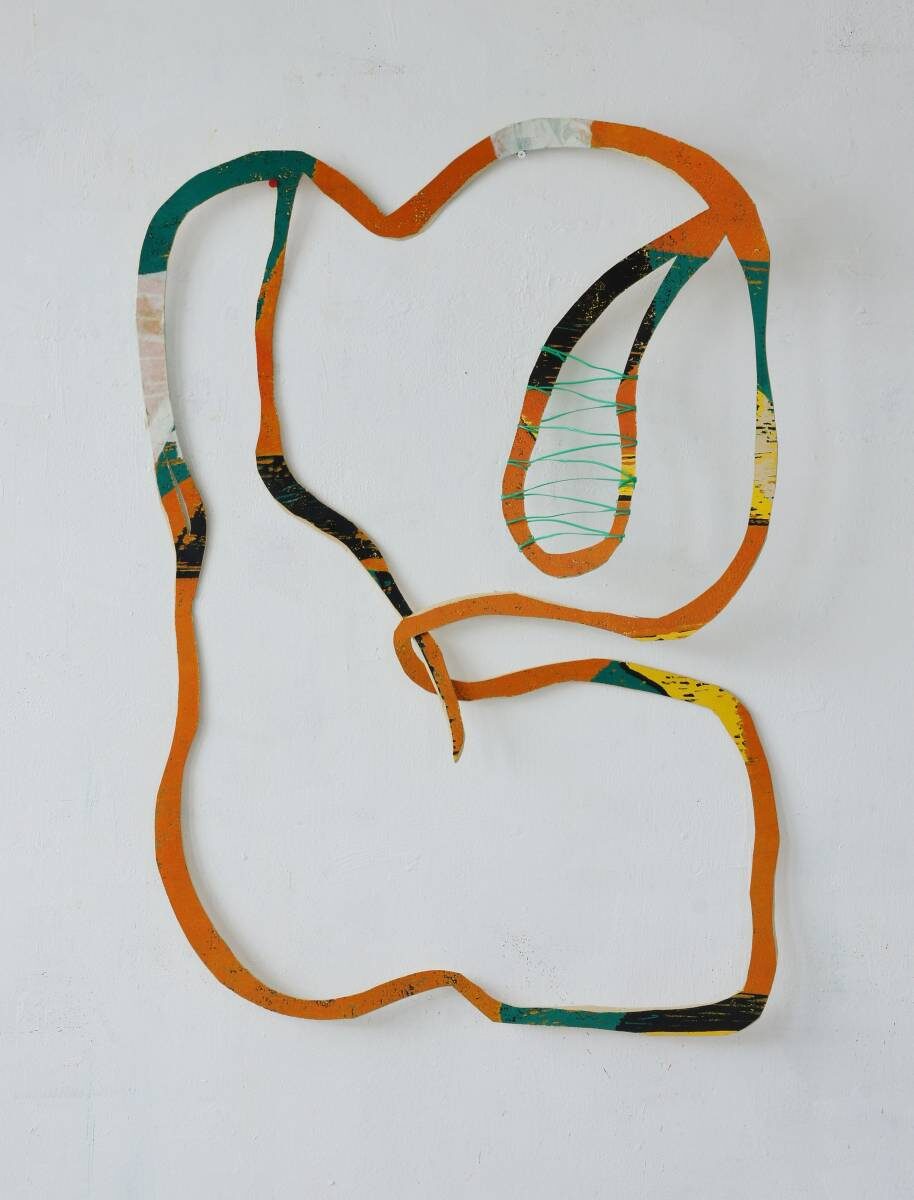 Arbeit von Christine Gläser: Badminton, 2010, Pappe bedruckt, Draht, 76x60x7 cm