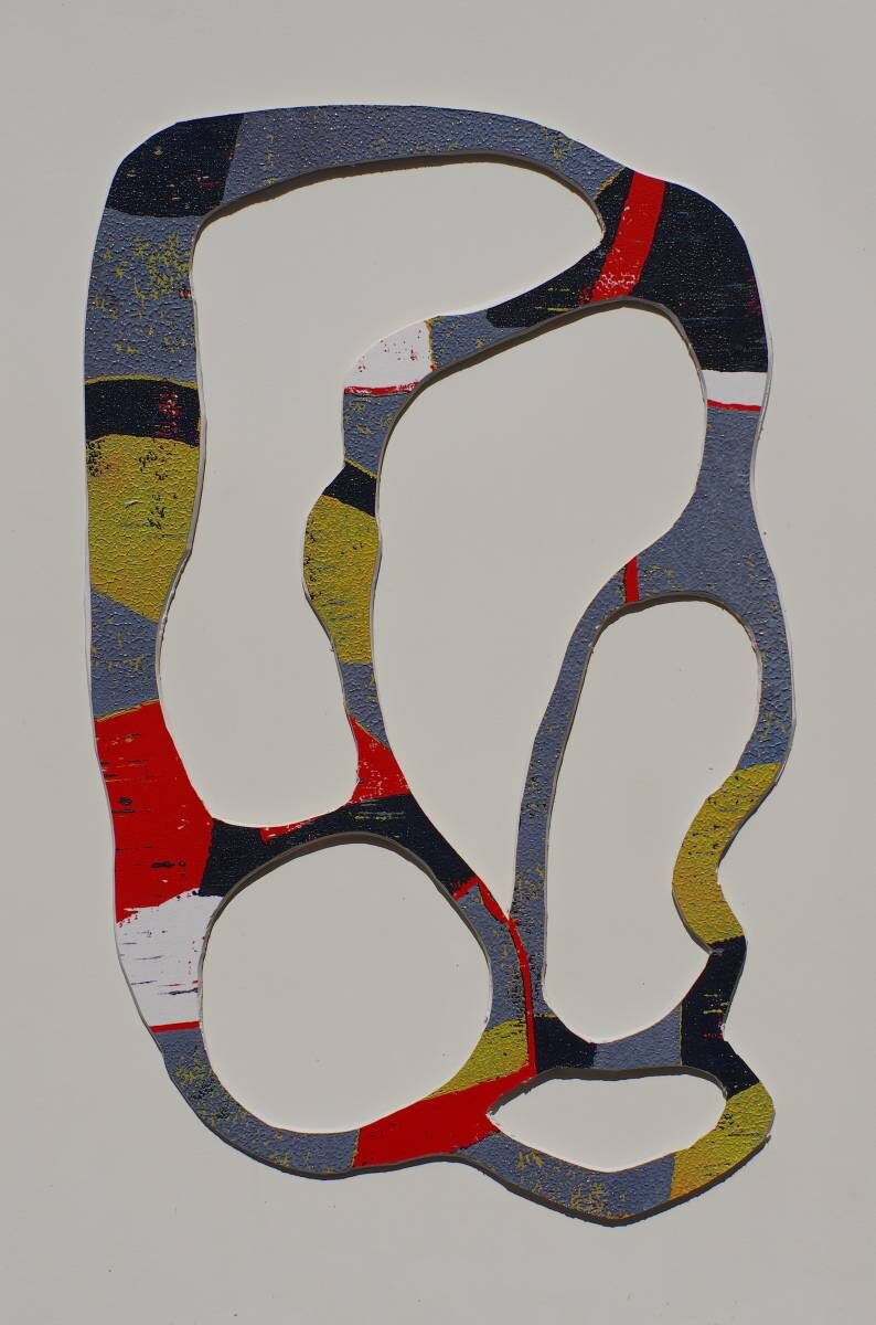 Arbeit von Christine Gläser: giro, 2013, Pappe, Ölfarbe, 46x29 cm