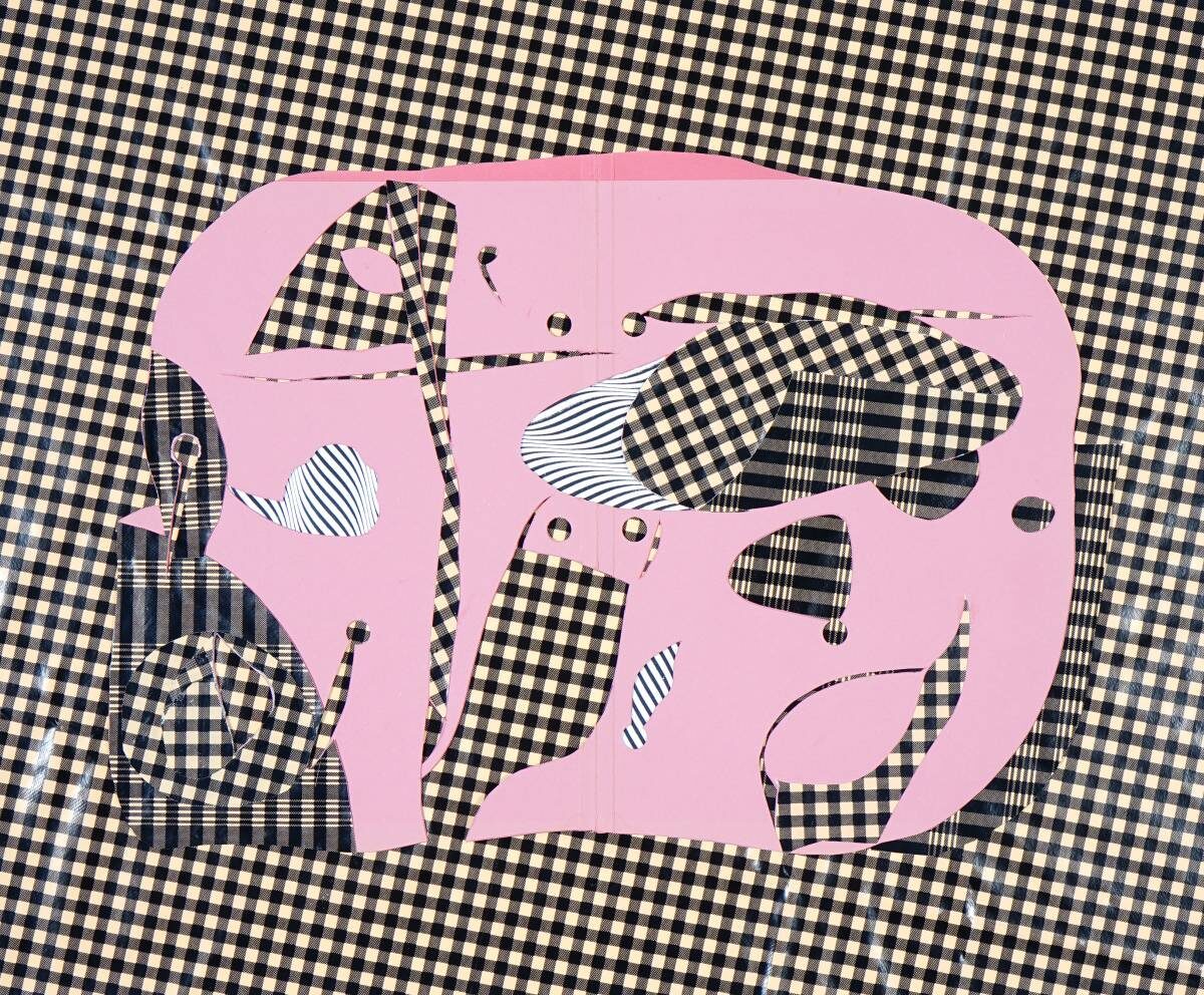 Arbeit von Christine Gläser: Dinner, 2017, Pappe und Papier auf Wachstuch, 50×60cm