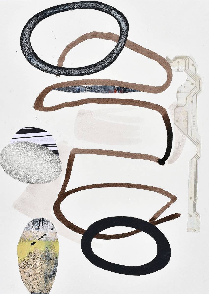 Arbeit von Christine Gläser: Doppelring, 2017, Papier, Kollage, 40 x 29 cm
