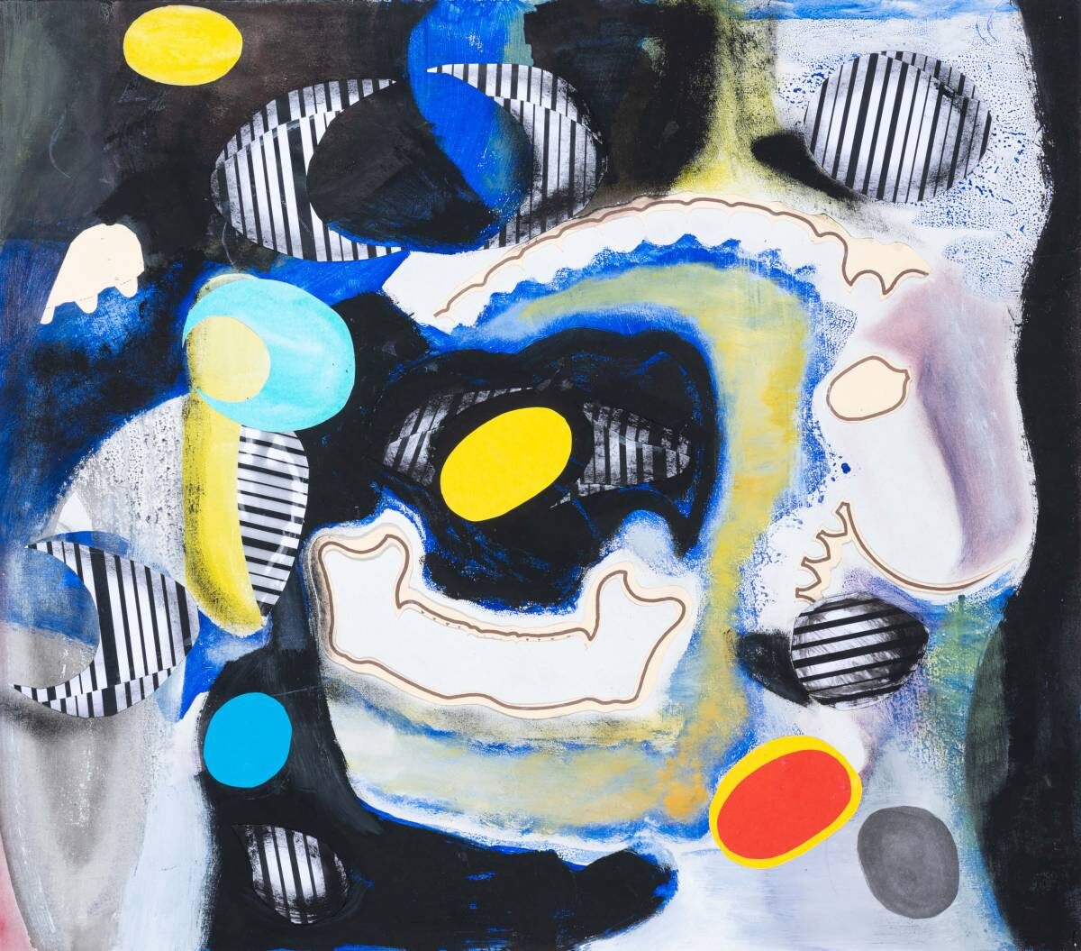 Arbeit von Christine Gläser: kleines Rot, 2022, Acryl, Collage auf Papier, 55 x 35 cm