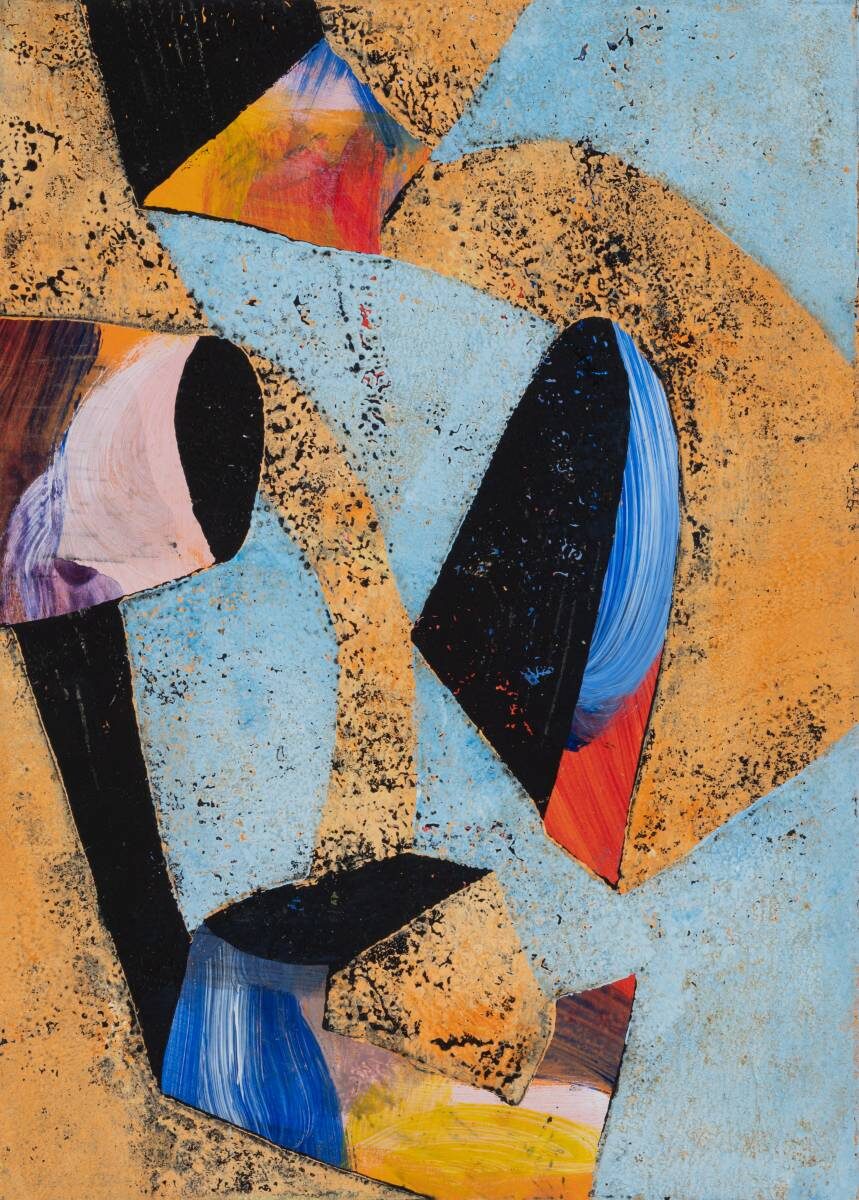 Arbeit von Christine Gläser: vor Blau, 2023, Linolschnitt Unikat, 25 x 25 cm